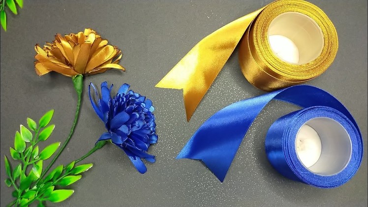 Easy Satin Ribbon Flower Making. DIY Satin Ribbon Flower Decoration