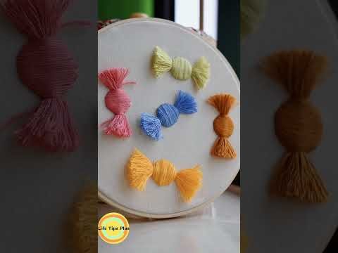 Hand Embroidery:  Candy.Amazing Embroidery Stitches For Beginners.Guide to Sewing. #shorts