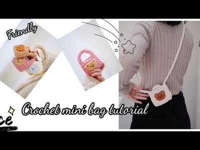 How to crochet mini bag-airphone bag.beginner friendly-30mins finished