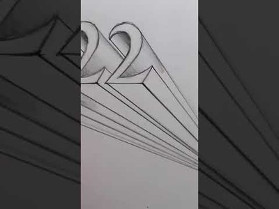 How to Draw 2022 Numbers 3D Trick Art on Line Paper 26