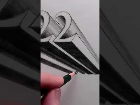 How to Draw 2022 Numbers 3D Trick Art on Line Paper 34