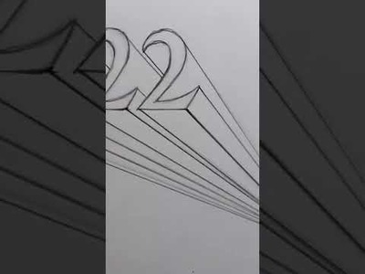 How to Draw 2022 Numbers 3D Trick Art on Line Paper 21
