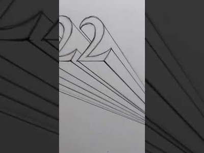 How to Draw 2022 Numbers 3D Trick Art on Line Paper 22