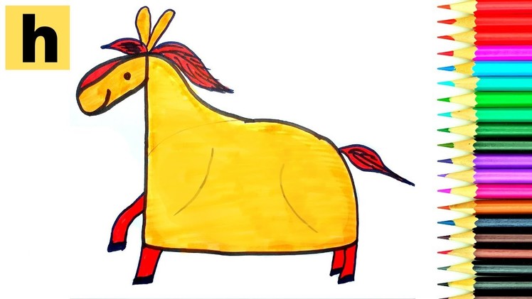 How To Draw A Horse Using Letter h. Easy Drawing. Kids Drawing. Horse Drawing.Letter Drawing #23