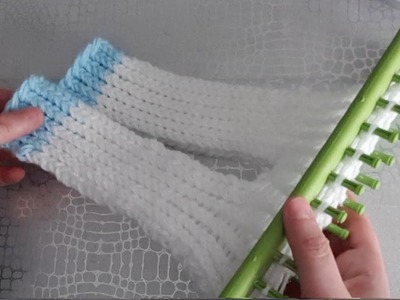 طريقة عمل بنطلون بالنول المستطيل how to loom knitting Baby Pants @Loom knitting sweater-فن النسيج