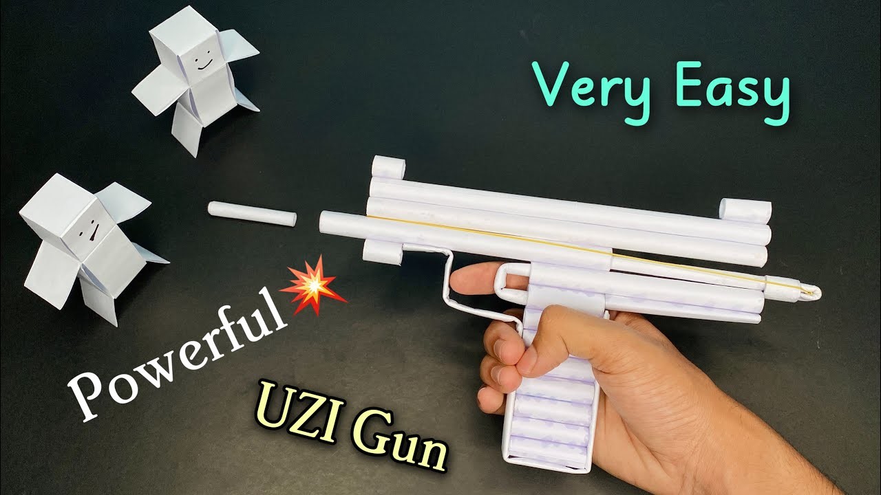 Making A Powerful PAPER GUN UZI that shoots paper bullets |How to make ...