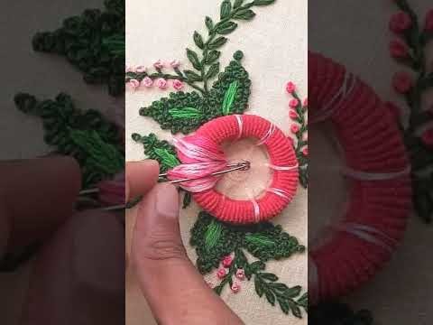 Most beautiful flower design|hand embroidery #Shorts