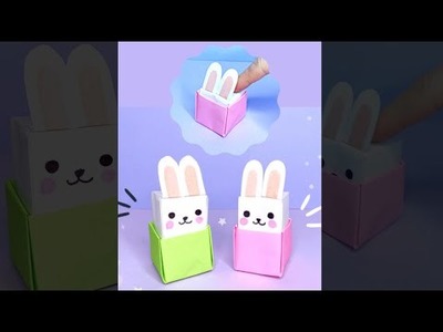 Pop It Button Bunny | MINI origami BUTTON TOY | Origami Jumping Paper Rabbit #shorts