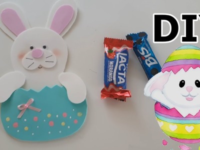 Porta Bomdom Eva.DIY Easter Bunny Chocolat .Craft. Manualidades Facil Coelho Pascoa -dollar tree