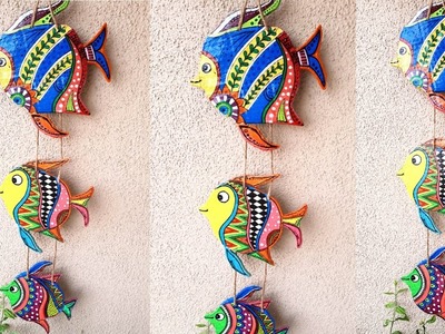 Wall hanging craft.Easy DIY Craft for home decor. How To Make colorful fish craft at home