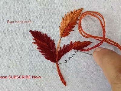 Basic Stitch Embroidery for Beginner,Easy Satin Leafs Stitch, Leaves Embroidery Tutorial,Sewing Hack