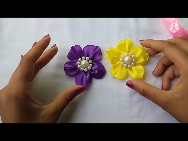 Beautiful Ribbon flower | Very easy and beautiful Ribbon flower by Krishna Craft creation