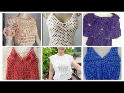 Cutest crochet cropped Blouses.Mini blouse #crochetblouse #crochettops
