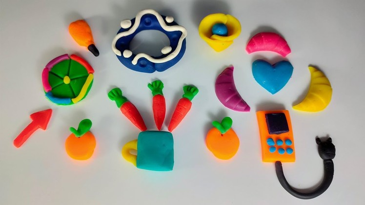 DIY How To Make Polymer Clay Miniature Handphone, Orange, Rainbow Pizza, Donnuts, Glass