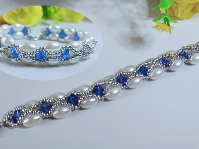 DIY pearl bracelet. beaded bracelet tutorial. beadwork. tutorial konektor masker mutiara mix kristal