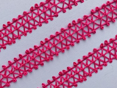 Hand Embroidery: Cross Scroll Border Stitch - Filling Stitch - Basic Embroidery Stitch - Needle Work