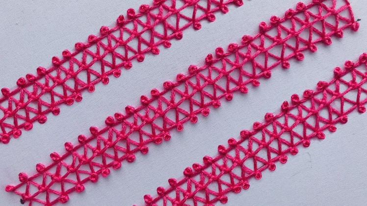 Hand Embroidery: Cross Scroll Border Stitch - Filling Stitch - Basic Embroidery Stitch - Needle Work