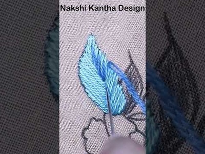 Hand embroidery Fishbone leaf stitch | Fishbone stitch tutorial #shorts
