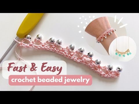 How to Crochet Beaded Jewelry, Necklaces, Bracelets · Easy DIY Tutorial & Free Pattern for Beginners