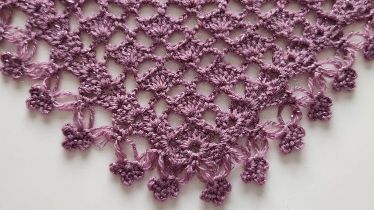 How to Crochet Triangle Shawl - Easy Crochet Shawl Pattern For Beginners - knit shawl step by step