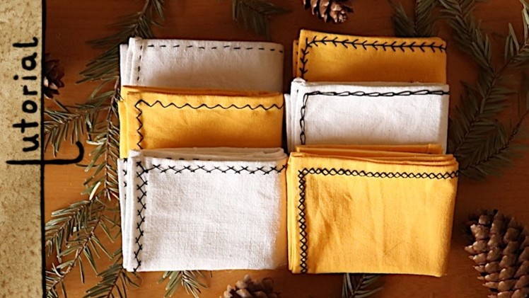 ✂ Making sustainable Handkerchiefs.Tissues - 6 Basic Embroidery Stitches - DIY Tutorial