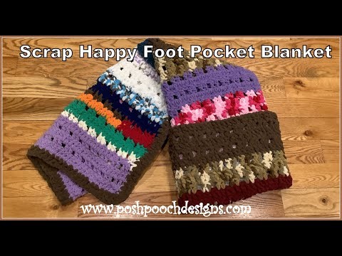 Scrap Happy Foot Pocket Blanket Crochet Pattern  -  #crochet #crochetvideo