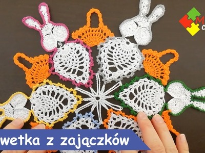 Serwetka z zajączków cz.2 (głowa). Crochet doily with bunnies part 2 (head).