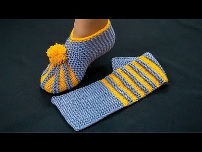 Simple knitted slippers - a detailed tutorial!