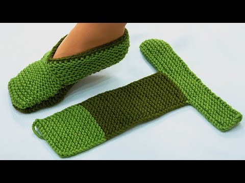 Simple slippers on two knitting needles - how to learn to knit slippers!