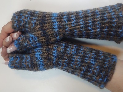 Single Rib Stitch Fingerless Gloves Beginning to End