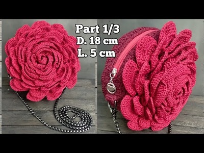Tas Rajut Selempang Bunga Mawar 3D Part 1 | Crochet Bag Tutorial For Beginners | Crochet Bag Pattern