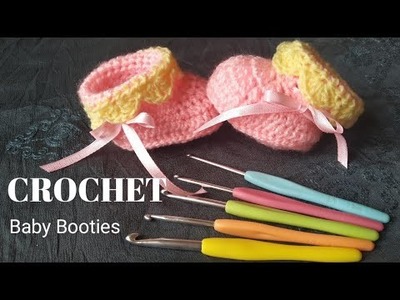 Very easy crochet baby Booties. Shoes tutorial with subtitles.(6-9 months). Step by step tutorial.
