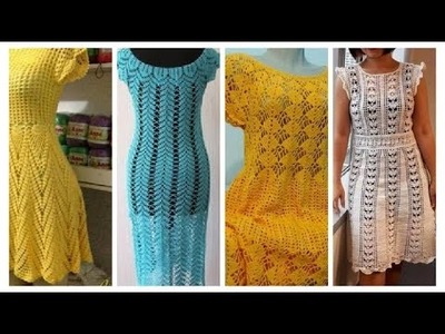 Very latest beautiful crochet dress for women with highly stylish breezy crochet pattern
