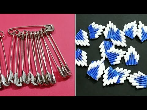 3 Amazing Home Decor Ideas using Safety pins and Cotton earbud - Room Decor - Best out of waste