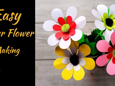 Amazing Paper Flower Making | Paper Flower Craft Paper Flowers Easy | Paper Flower Wall Decoration