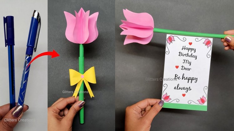 Easy Flower Birthday card ???? for loved ones.Diy Birthday gift ideas.diy Paper Flower Bouquet