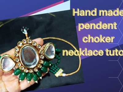 Hand made kundan pendent choker necklace making tutorial. kundan choker necklace kese banay