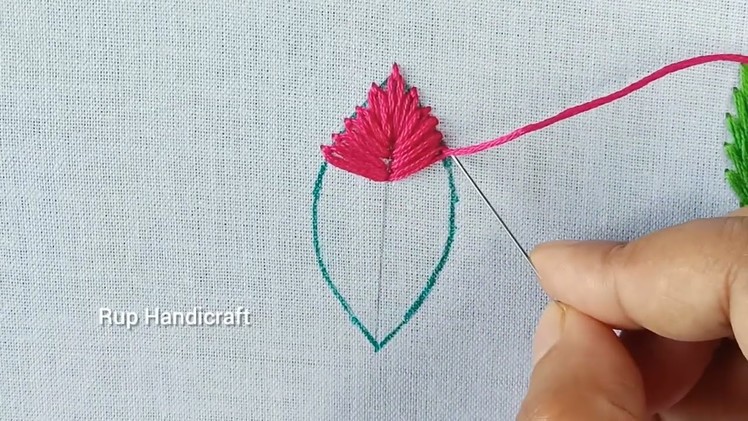 Basic Stitch Embroidery for beginner,Leaf Stitch embroidery,Lazy Daisy with Long & Short Stitch Leaf
