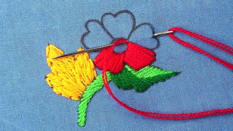 Colorful flower embroidery designs for dresses - new hand embroidery dress designs - easy steps