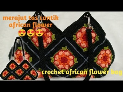 Crochet bag african flower square