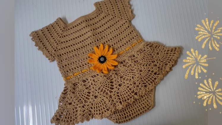 CROCHET beautiful baby dress for summer. 3 mo to 2 year