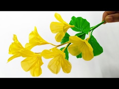 DIY Flower crafts from plastic bag without ironing | Bunga hias dari plastik kresek TANPA SETRIKA
