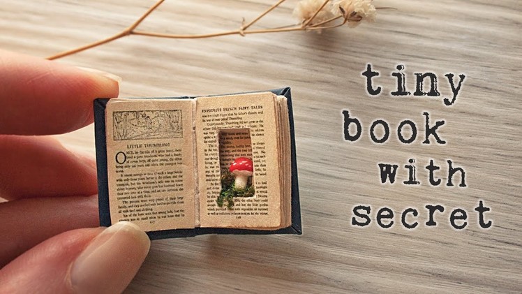 DIY Miniature Tiny Book with Tiny Mushroom (bookbinding tutorial)