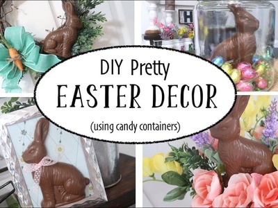 DIY PRETTY EASTER DECOR USING BUNNY CANDY CONTAINERS | Walmart & Dollar Tree. ClutteredCorkBoard