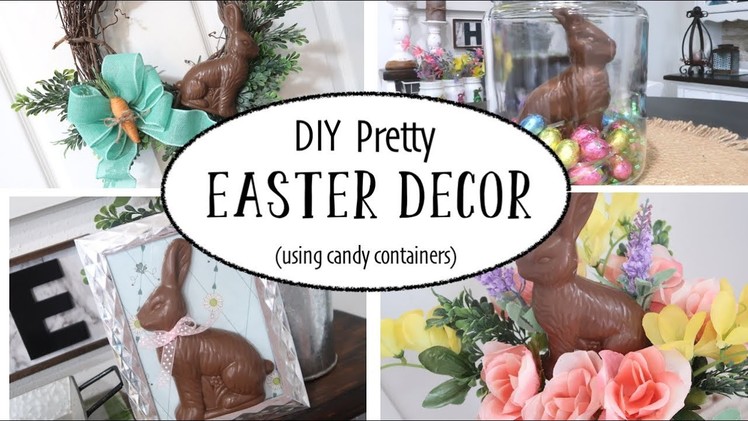 DIY PRETTY EASTER DECOR USING BUNNY CANDY CONTAINERS | Walmart & Dollar Tree. ClutteredCorkBoard