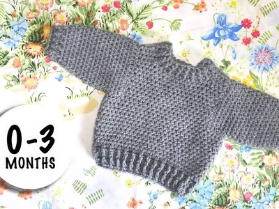 EASY Crochet pullover sweater for baby 0-3 months | Last Minute Laura