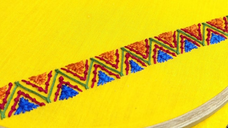 Fancy Border Embroidery Design for Dress Sleeves & Edges (Hand Embroidery Work)