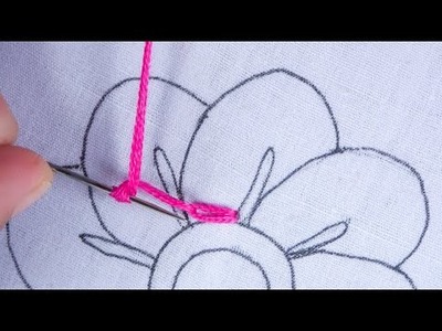 Hand embroidery amazing French knotted long lazy daisy stitch variation beautiful flower design