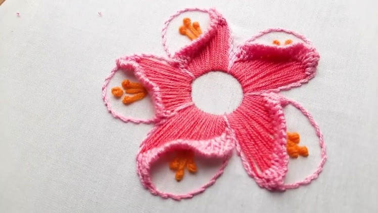 Hand embroidery amazing very beautiful flower design