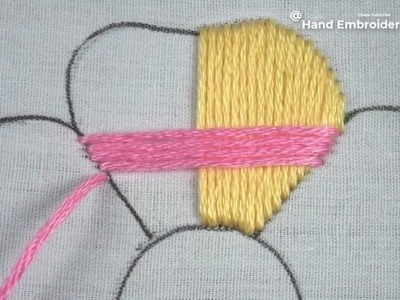 Hand embroidery easy stain stitch 4 color layering in a single petal, colorful flower design